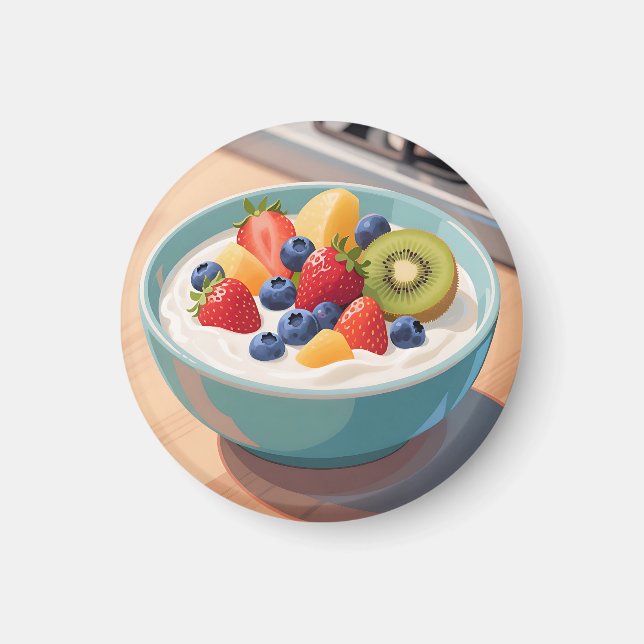 Aimant Bol de yaourt aux fruits frais (Devant)