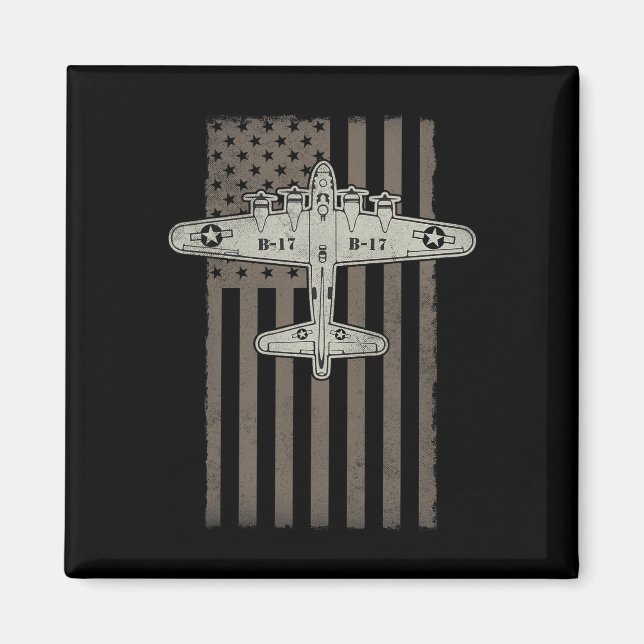 Aimant Bombardier B17 Ww2 Avion Usa Drapeau Vétéran Pilot (Devant)