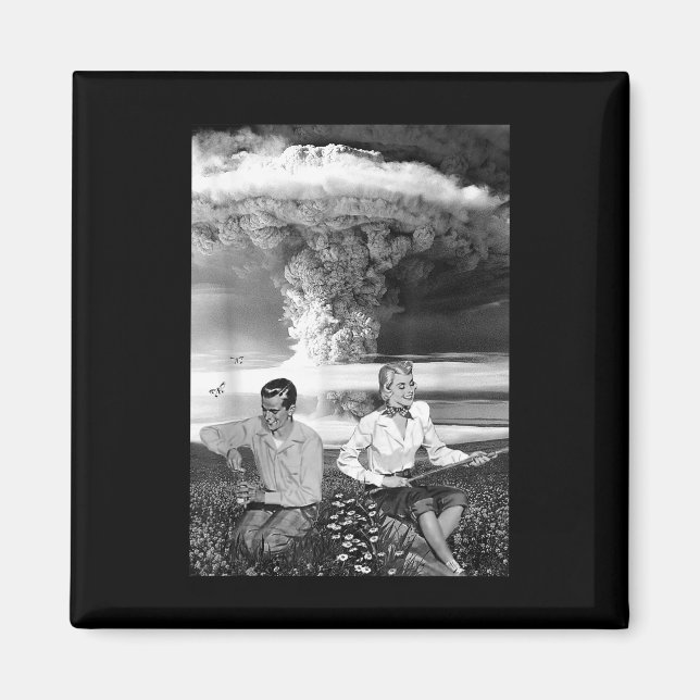 Aimant Bombe atomique Nuage de guerre nucléaire Rétro Vin (Devant)
