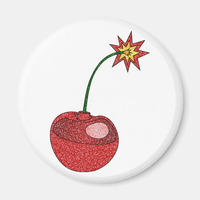 Aimant Bombe cerise parties scintillant (Devant)