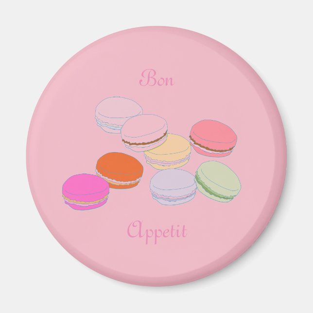 Aimant Bon Appetit Macaron Français Thème Rose Par (Devant)