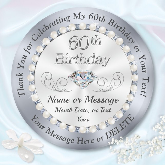 Aimant Bon marché, Fête Favors pour 60e Anniversaire Fema (Personalized party favors for 60th birthday. 60th birthday souvenirs for mom, sister, wife. Diamond.)