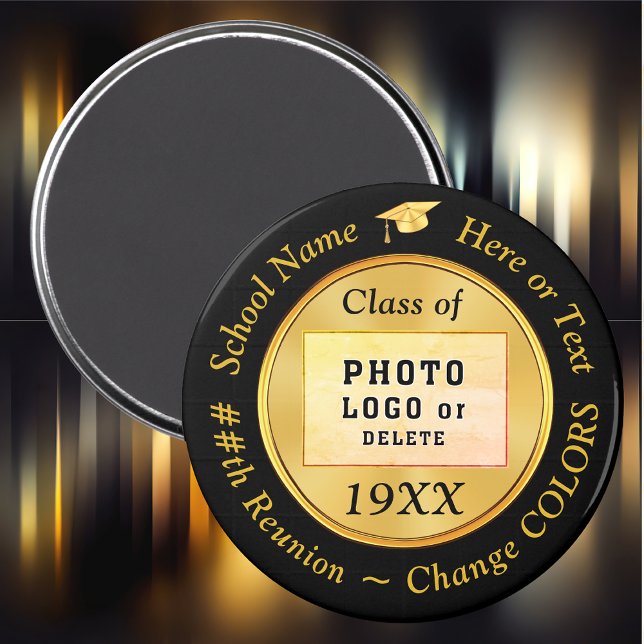 Aimant Bon marché noir et or, Classe Reunion Party Faveur (Class Reunion Magnets. Great for Class Reunion Party Favors / Souvenirs. Black and Gold Magnets. )