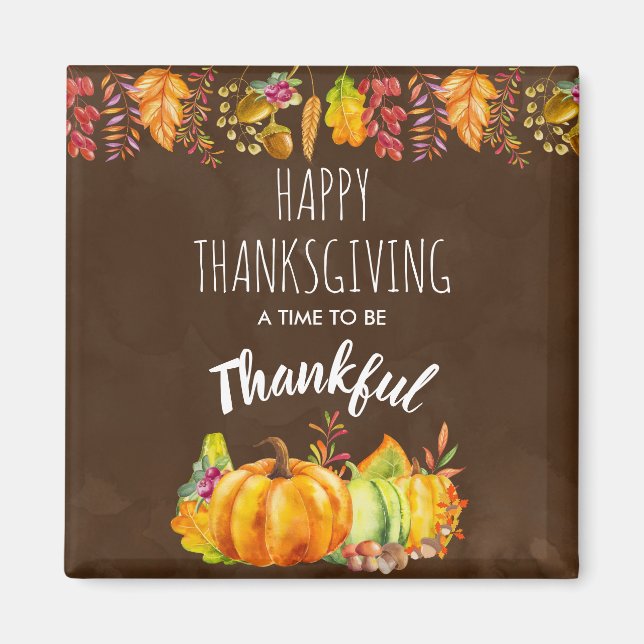 Aimant Bon thanksgiving Citrouilles et feuillage d'automn (Devant)