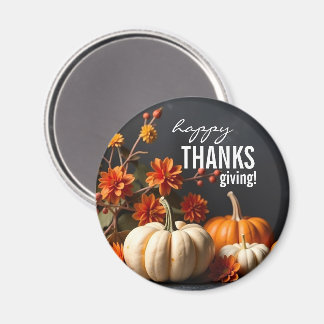 Aimant Bon thanksgiving Jour Orange Citrouille Fleurs