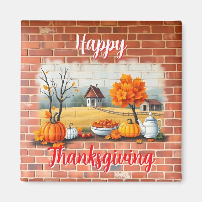 Aimant Bon thanksgiving Moderne Belle Automne (Devant)