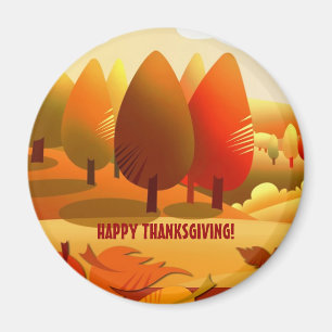 Aimant Bon thanksgiving. Paysage d'automne