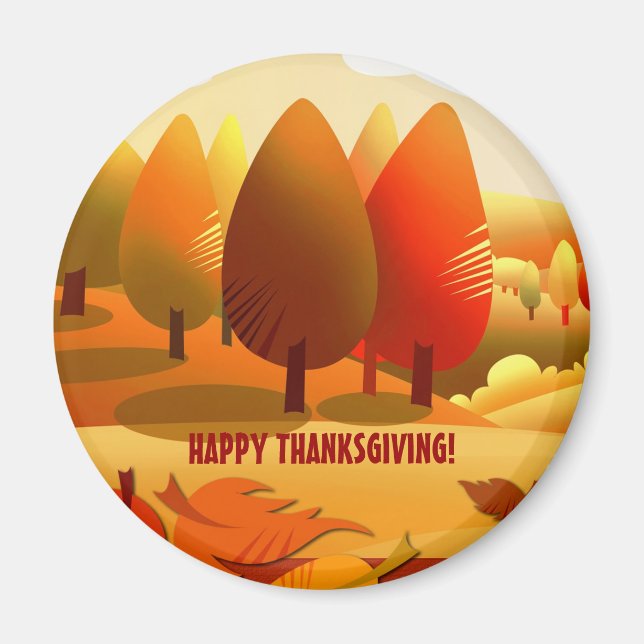 Aimant Bon thanksgiving. Paysage d'automne (Devant)