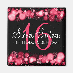 Aimant Bonbon à hiver 16 lumières rouges de Bokeh de f