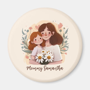 Aimant Bond adorable maman et fille - Cadre floral (2)