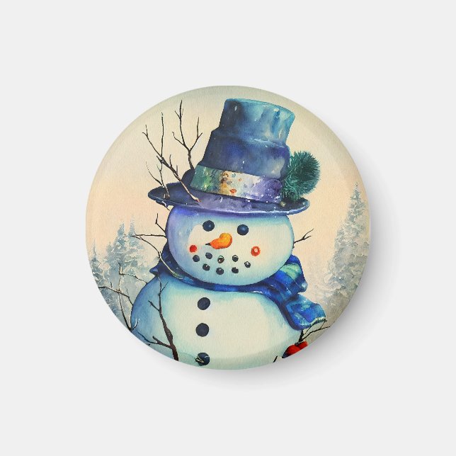 Aimant Bonhomme de Neige Aquarelle (Devant)