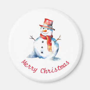 Aimant Bonhomme de neige aquarelle Joyeux Noël festif mig