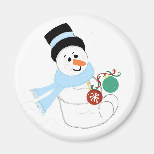 Aimant Bonhomme de neige avec décorations de Noël