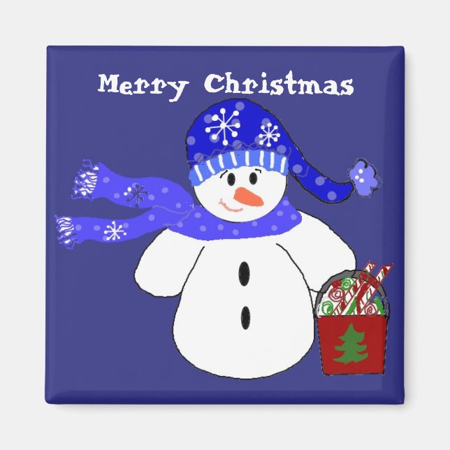 Aimant Bonhomme de neige avec friandises (Devant)
