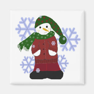 Aimant Bonhomme de neige avec gros flocons de neige
