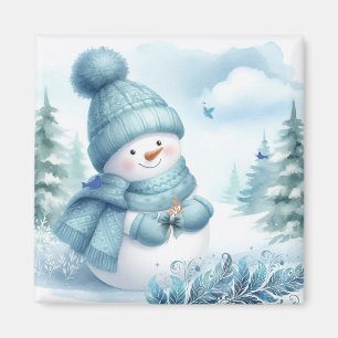 Aimant Bonhomme de neige bleu glacial merveilleux