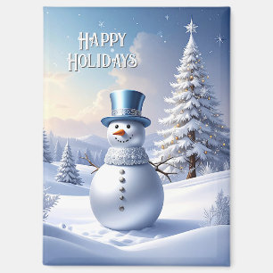 Aimant Bonhomme de neige chapeau bleu arbre de Noël aiman