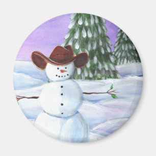 Aimant Bonhomme de neige de cowboy