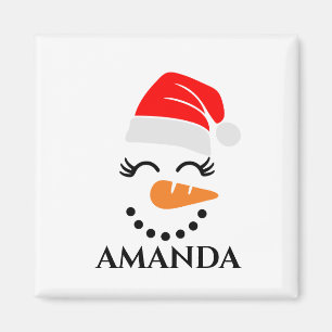 Aimant bonhomme de neige de Noël personnalisé avec nom pe