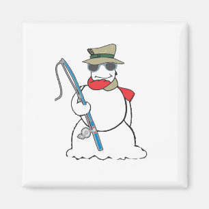 Aimant bonhomme de neige de pêcheur