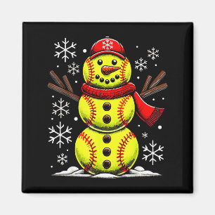 Aimant Bonhomme de neige de softball de Noël Filles, Soft