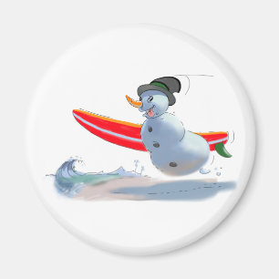 Aimant bonhomme de neige de surfer