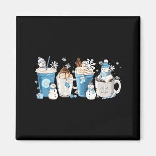 Aimant Bonhomme de neige drôle rétro Café C Latte Hiver M