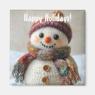 Aimant Bonhomme de neige en laine adorable avec chapeau e