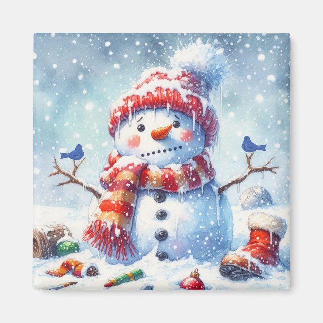 Aimant Bonhomme de neige glacé (Devant)