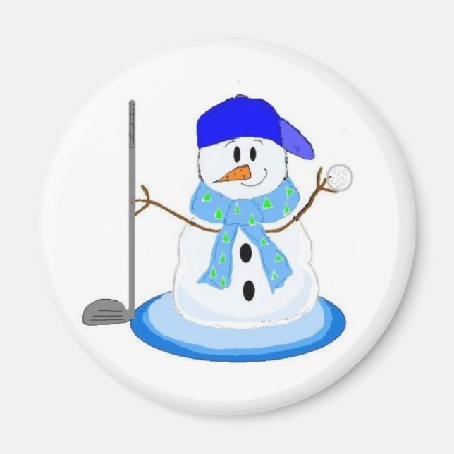 Aimant Bonhomme de neige golfeur (Devant)
