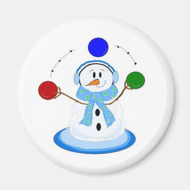 Aimant Bonhomme de neige jongleur (Devant)