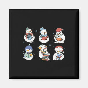 Aimant Bonhomme de neige lisant un livre Père Noël Noël E