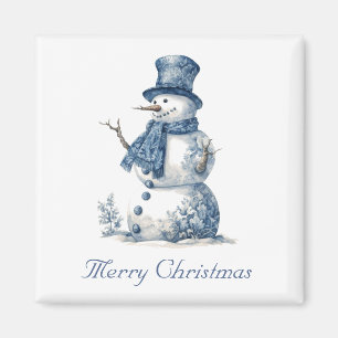 Aimant Bonhomme de neige personnalisé Delft bleu et blanc