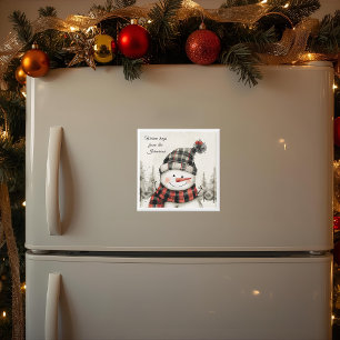 Aimant Bonhomme de neige personnalisé Noël avec nom de fa