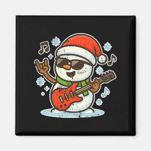Aimant Bonhomme de neige rock avec guitare Premium Tri-bl