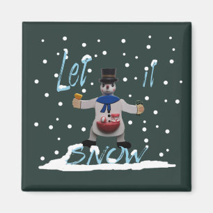 Aimant bonhomme de neige souriant