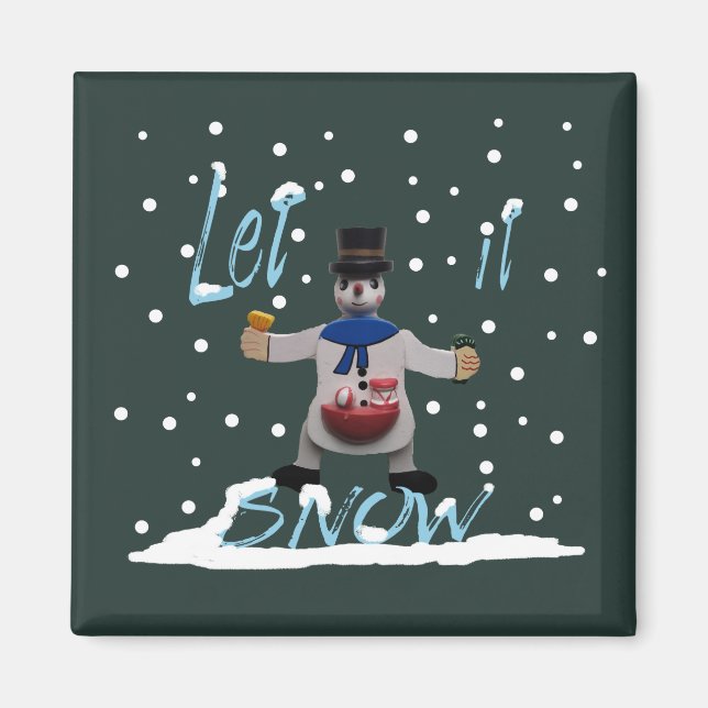 Aimant bonhomme de neige souriant (Devant)