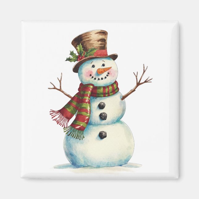 Aimant Bonhomme de neige vintage (Devant)