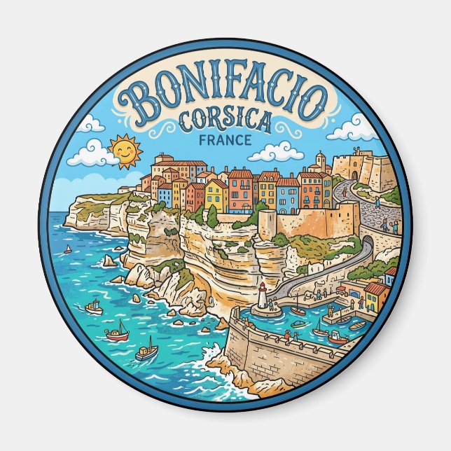 Aimant Bonifacio Corse France vintage (Devant)