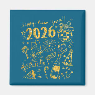 Aimant Bonjour 2026 Boule de Disco Coquette Arc Bonne Ann