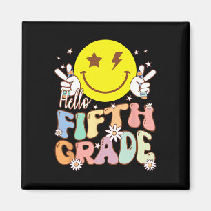 Aimant Bonjour 5e année Hippie Sourire Visage 5e année Re