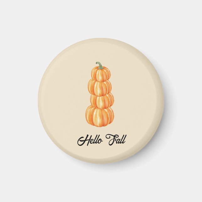 Aimant Bonjour Automne Citrouille Stack Automne Beige Mag (Devant)