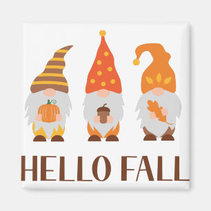 Aimant Bonjour Automne. Joli dessin animé gnomes d'autom