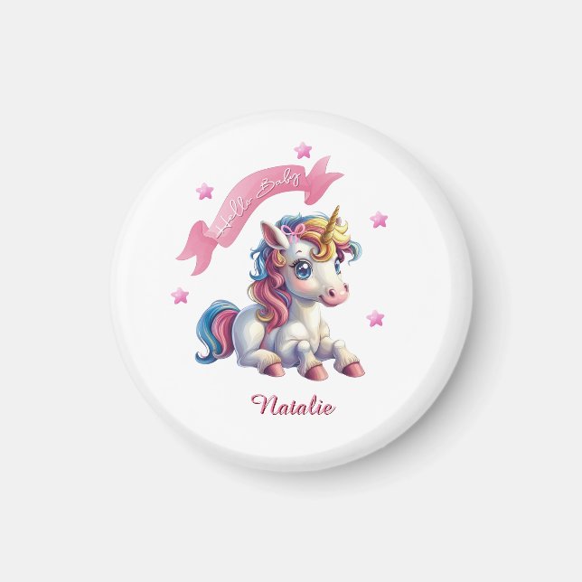 Aimant Bonjour bébé licorne (Devant)