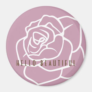 Aimant Bonjour Belle - Moderne Chic Rose Rose Rose Floral