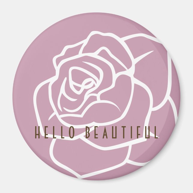 Aimant Bonjour Belle - Rose Rose Florale Chic Moderne (Devant)