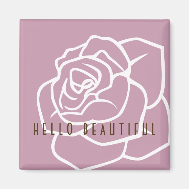 Aimant Bonjour Belle - Rose Rose Moderne Chic (Devant)