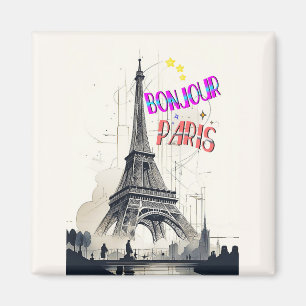 Aimant Bonjour Coloré Paris