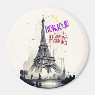 Aimant Bonjour Coloré Paris
