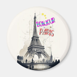 Aimant Bonjour Colorful Paris